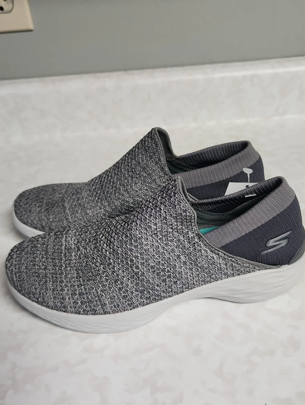 Skechers GOwalk Slip-On Knit Walking Shoes - Gray womens 7.5 number 3502